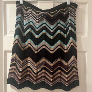 M Missoni - Scallop Hem Chevron Pattern Mini Skirt, Sz IT 48/US 12